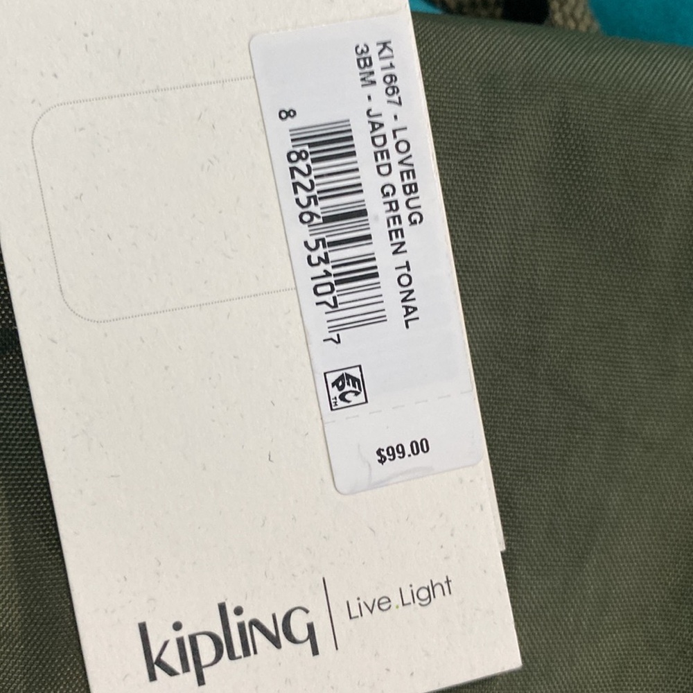🆕Kipling Lovebug Small Backpack, Jaded Green Tonal🐒 - Picture 6 of 6